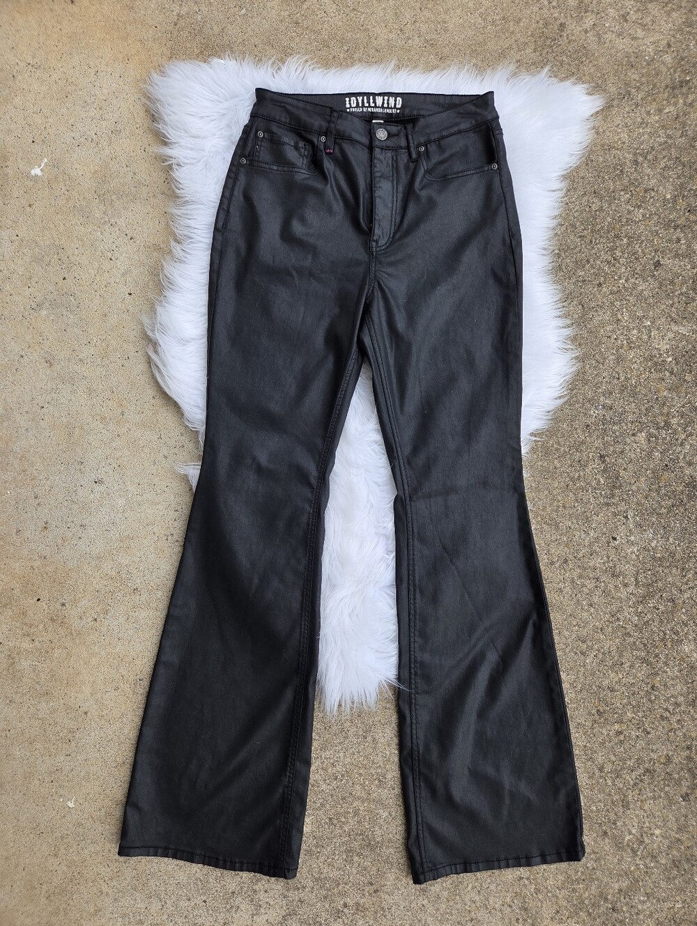 Idyllwind - Black Faux Leather Flared Jeans - Size 8